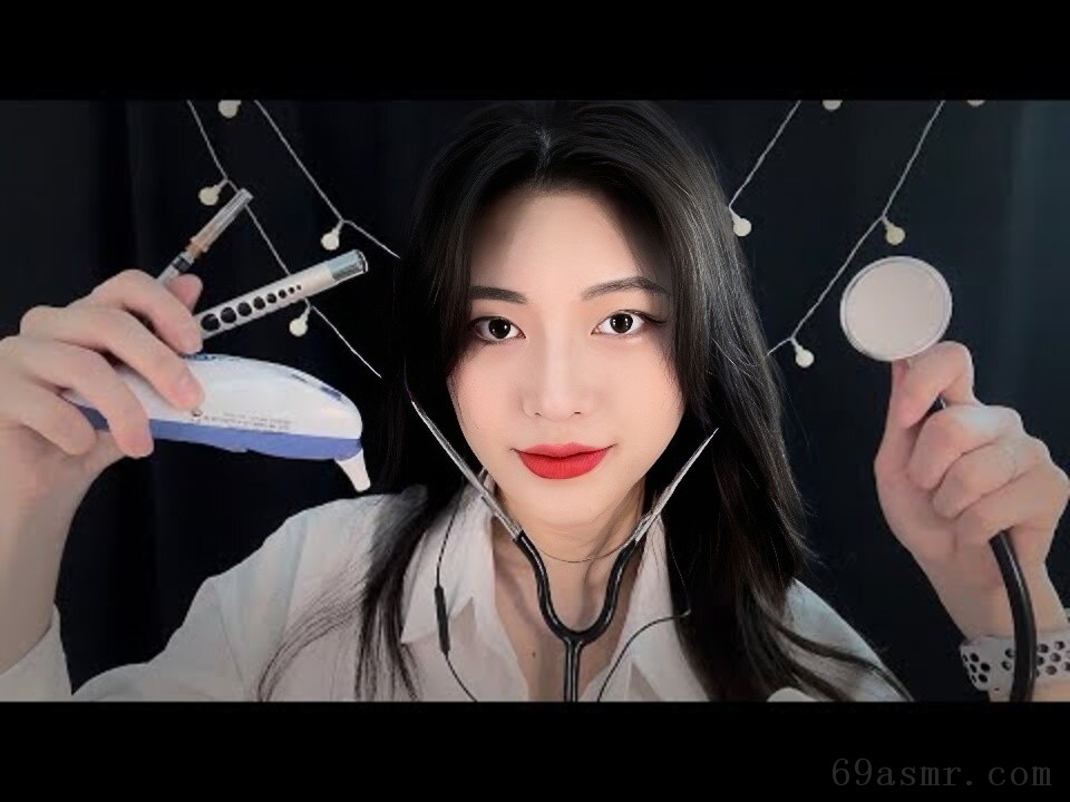 (SUB) 感冒医院检查asmr |流感检查 |医院RP |温度计听诊器注射| 高分辨率照片| CLIPARTO温度计|听诊器|注射器