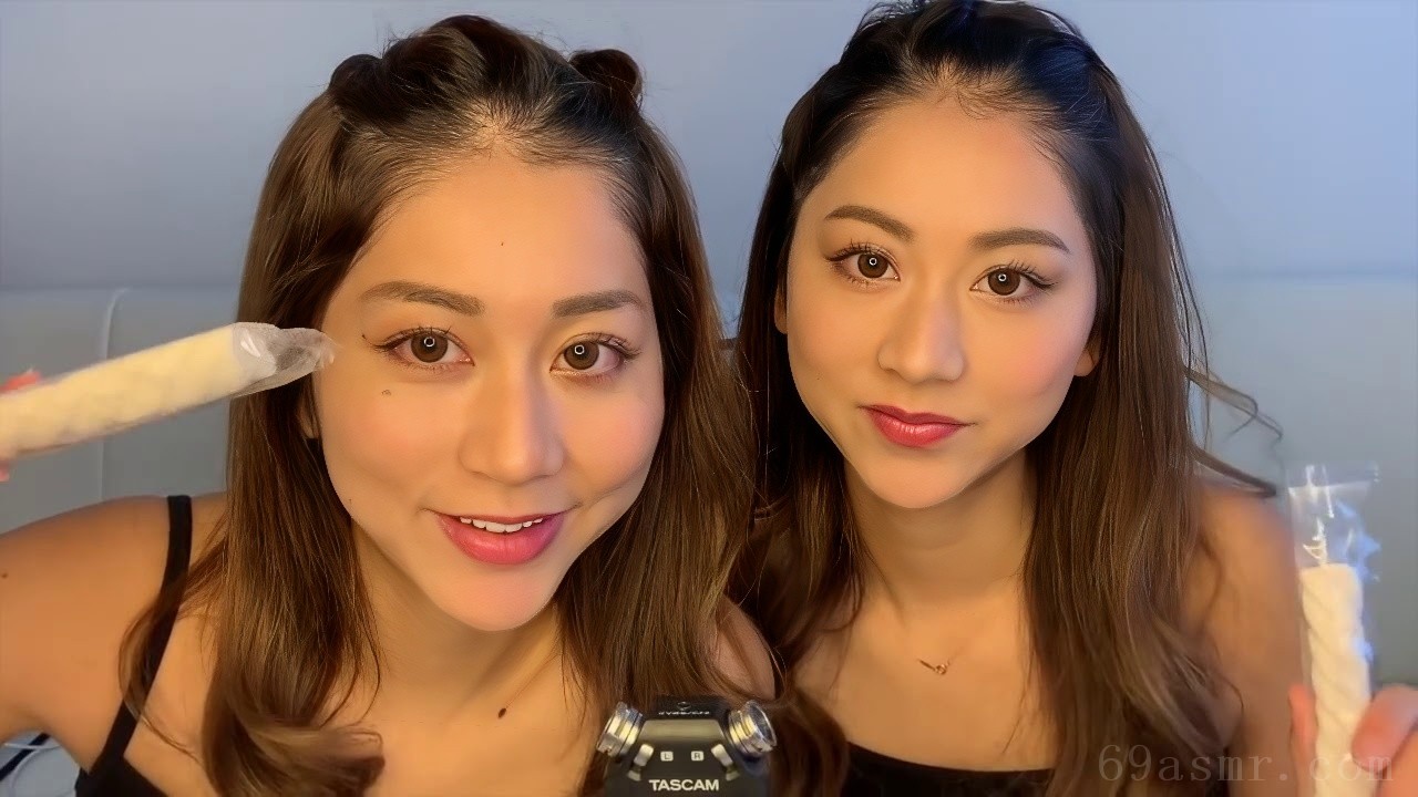 [ASMR] 吃棉花糖和舔棉花糖的声音 日本双胞胎吃棉花糖 [Sound Fetish] --